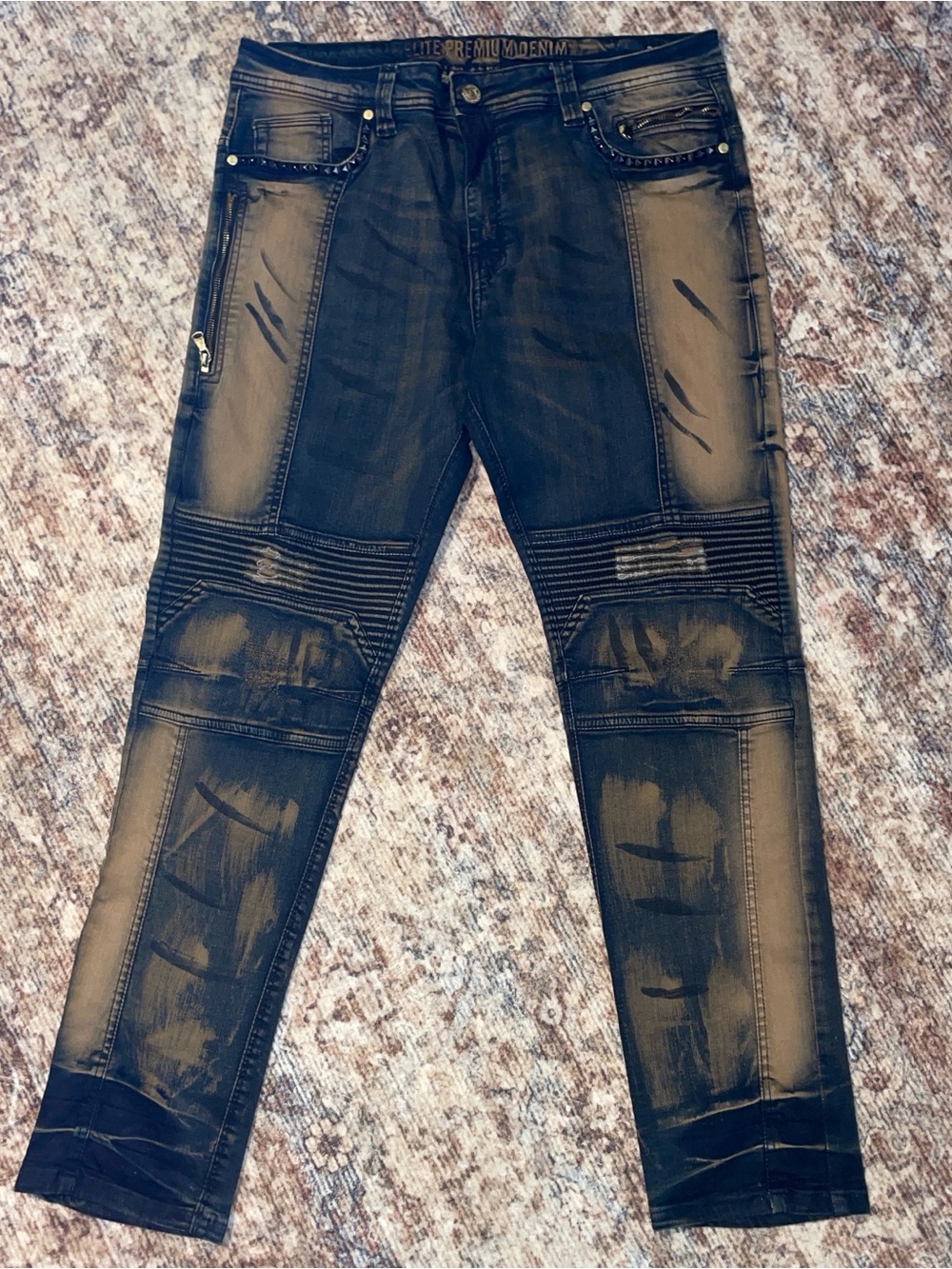 Men's Elite Premiem Black Distressed Jeans